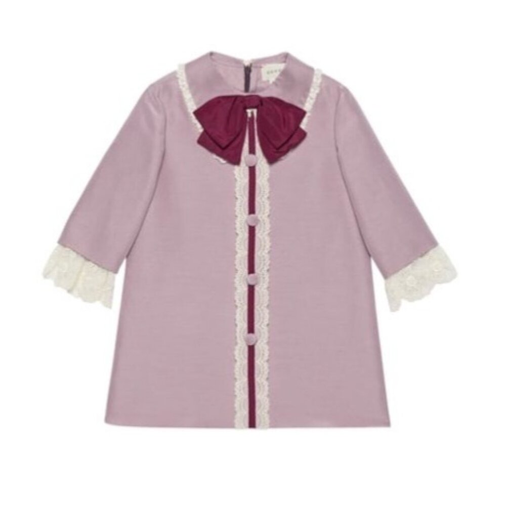 Gucci Girl’s Cotton Silk Cady Dress Purple Size12
